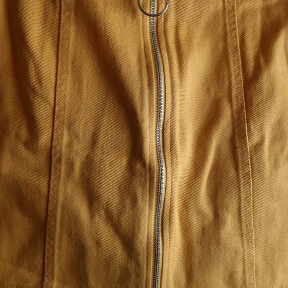 Y2K Mustard Yellow Zipup A-Line Mini Skirt Womens Juniors Small Sofi Angel New - Picture 2 of 4